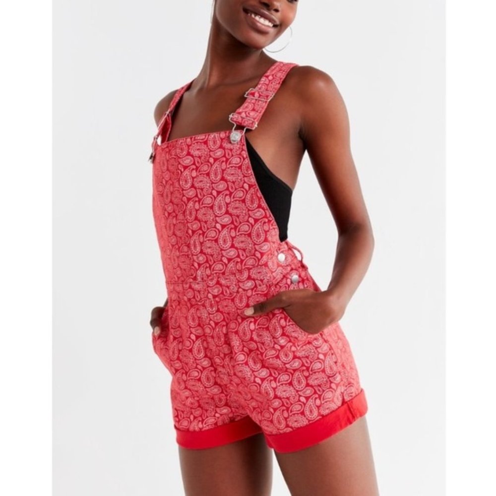 BDG Red Paisley Overalls Medium